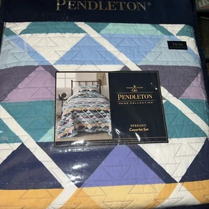 Pendleton Twin Coverlet Set Serrado Cotton New - Picture 1 of 5