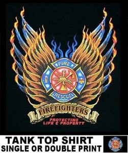 Firefighter Fire Rescue Protecting Life And Property Fireman Truck Tank Top WS78 - Picture 1 of 12