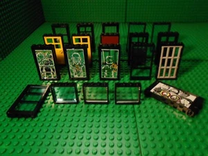 Lot (20) LEGO Black Door Frames Windows Stickered Plates Glass 60596 60594 57894 - Picture 1 of 7