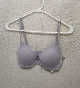 Gilly Hicks Women Bra 32D Gray Poly Blend Floral Lace Adjustable Strap Push Up - Picture 1 of 17