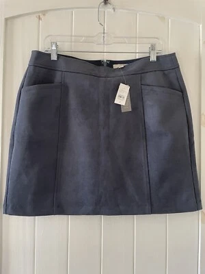 Minifalda Ann Taylor Loft gris azul imitación gamuza línea A forrada para mujer talla 12” Foto 1 de 4