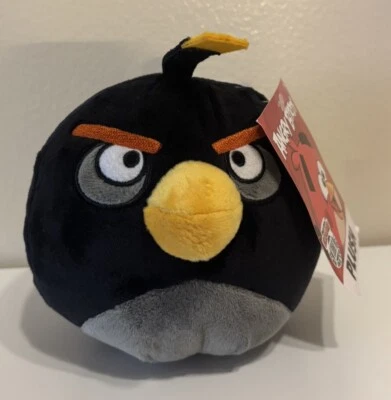 New Angry Birds Plush Black Bomb Bird Stuffed Animal 6" Rovio Toy Factory 2024 - Image 1 of 2