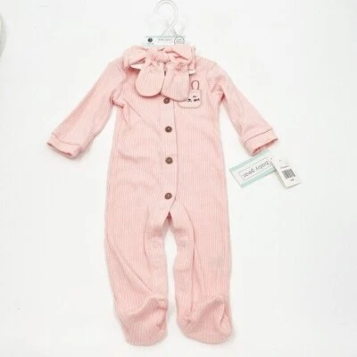 Conjunto de 6-9 mitones diadema Baby Gear Pink Bunny rosa conejo de Pascua algodón Foto 1 de 4