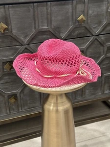 Beach Straw Hat with Bow Cowboy Cowgirl Western Straw Wide Brim Roll Up Sun Hat - Picture 1 of 3