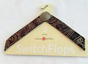 Lindsay- Phillips Switch Flops Straps Penny Brown w/Button Detail Fits Sz S 5-6 - Picture 1 of 4