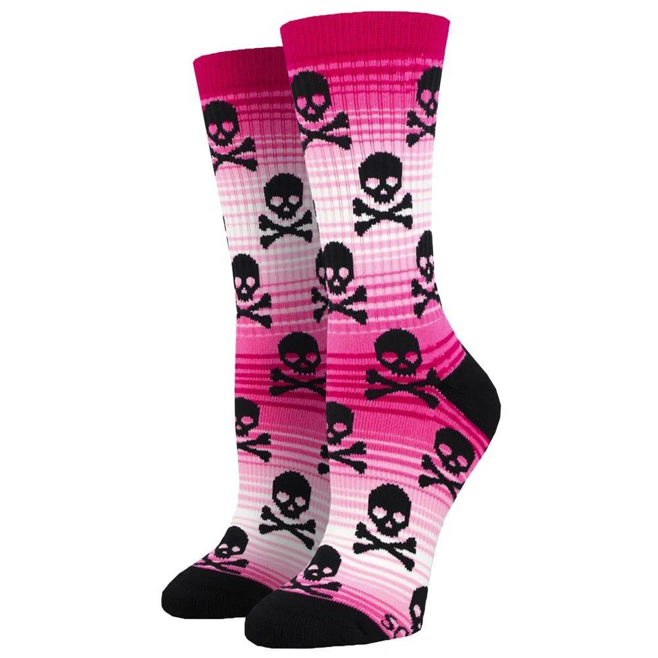 Meias femininas Socksmith Active Crew caveira e ossos cruzados novidade calçado - Imagem 1 de 1