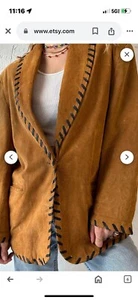 Dalmys Blazer Jacket Size Small Brown Suede Pockets Front Button Vintage 80’s - Picture 1 of 13