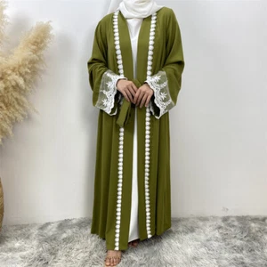 Dubai Kimono Abaya Women Open Long Dress Muslim Robe Ramadan Cardigan Gown Party - Foto 1 di 58