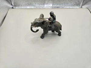 Antique Cast Elephant With Rider Figurine 2x3" - Picture 1 of 8