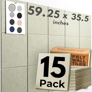 WALLHERO Large Cork Board Alternative | 15 Pack | Sizing Up to 59βx36β Felt Wall - Picture 1 of 5