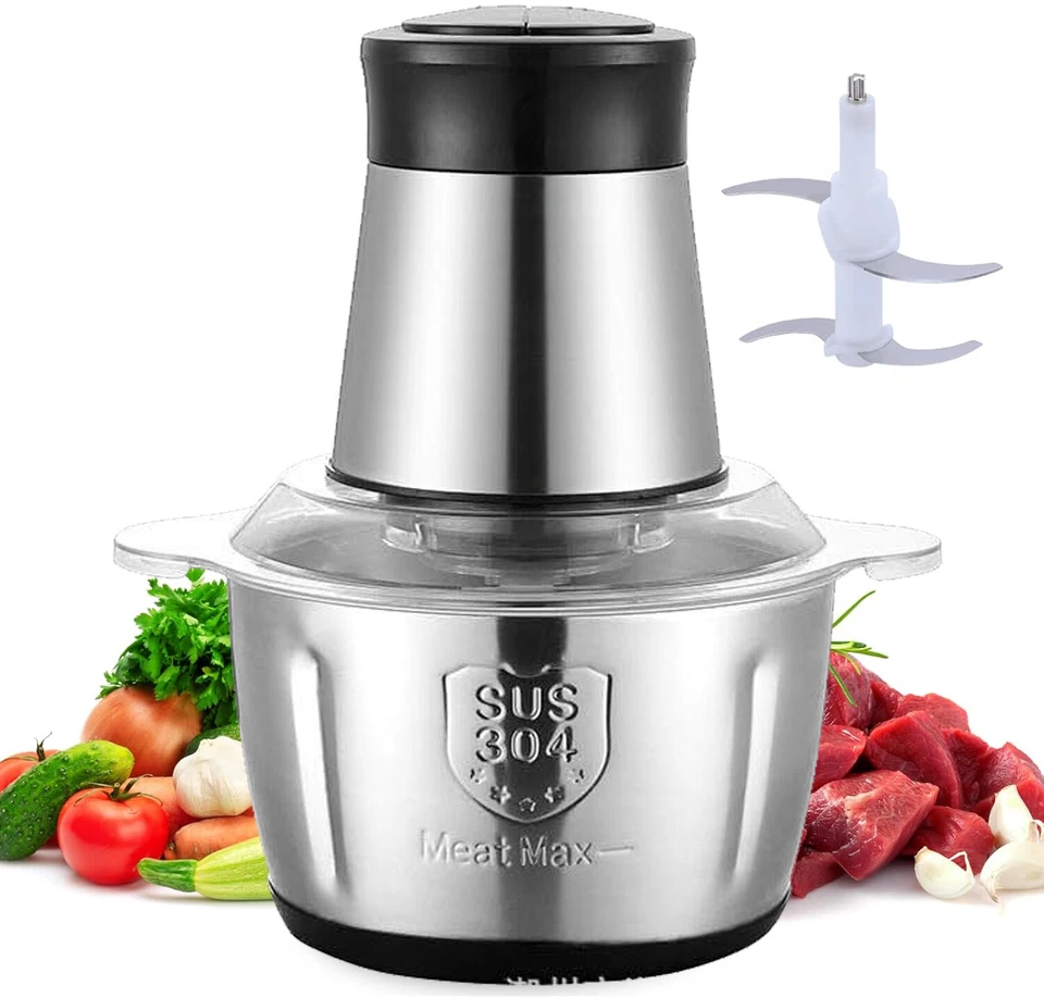 Procesador de Alimentos 300W Potente Molinillo de Carne 3L Tazón de Acero Inoxidable 2 Modos de Velocidad Foto 1 de 4