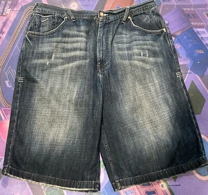 Vintage Y2K Phat Farm Men Blue Denim Hip Hop Baggy Jean Shorts Size 40 🩳 - Picture 1 of 12