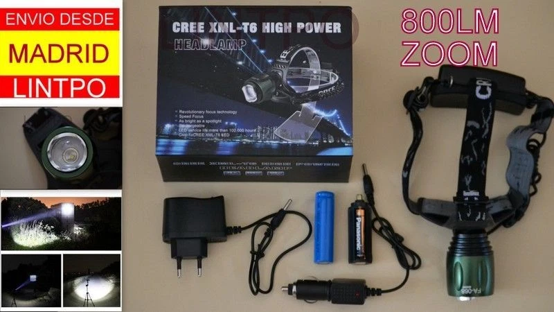 KIT LINTERNA CABEZA 800 LUMENES LED CREE CON ZOOM  NO DISPONIBLE  - Imagen 1 de 1