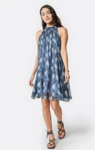Joie Damen Größe L Baltic Print Minikleid Neu ohne Etikett Schlüsselloch Rücken fließend Strand - Bild 1 von 12