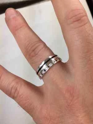 Fascetta doppia Argento 925% stile black and white. - Immagine 1 di 4