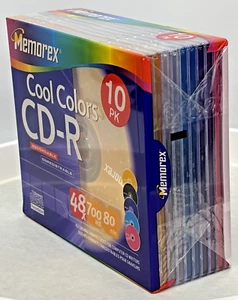 Memorex 10 Pack Cool Colors Pocket CD-R (210MB/24Min./Up To 24x Multi Speed) NEW - Picture 1 of 3