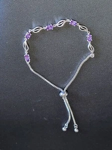 Pulsera Bolo Amatista - Latón Platino - Nueva - Imagen 1 de 2