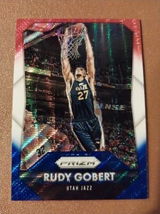 2015-16 RUDY GOBERT PANINI PRIZM RWB RED WHITE BLUE CARD #211 UTAH JAZZ T-WOLVES - Foto 1 di 2