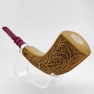 Floral Lattice Horn Block Meerschaumpfeife, mit Etui, einzigartige Meerschaumpfeifen - Bild 1 von 8