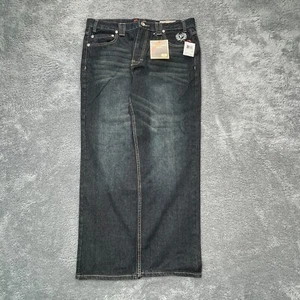 VTG Phat Farm Jean Men 38x32 Black Embroidered Wide Leg Classic y2K Street Baggy - Picture 1 of 10