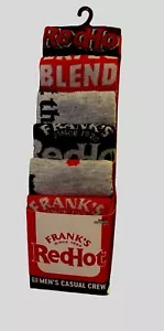Fun Crazy Wild 6 Pair CREW SOCKS Men Size 8-12 Frank’s Red Hot Sauce Since 1920 - Picture 1 of 5
