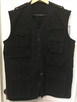 Chaleco de Caza, Chaleco de Caza de Aves de Lona Negra para Hombre. Foto 1 de 4