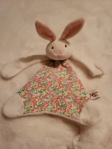 Bunny Rabbit Lovey Floral Security Blanket Plush W/ Pacifier Holder Maison Chic - Picture 1 of 8