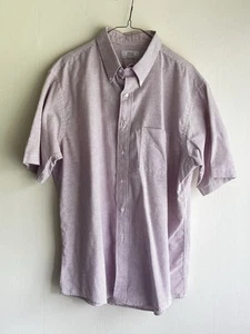 Vintage Arrow Dover 17.5 Men's Short Sleeve Button Down Shirt Red Stripe - Picture 1 of 3