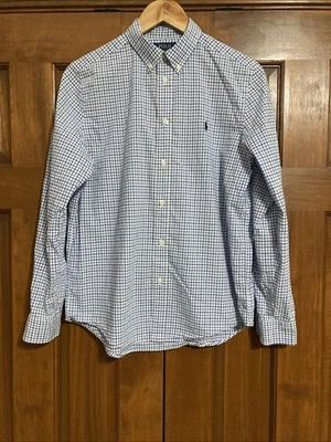 POLO Ralph Lauren White Blue Check Button Up Shirt Boys Size XL 18-20 - Image 1 of 4
