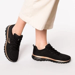 Skechers Rose Gold, Women's Graceful Get Connected Trainers Size 5 To 8 - Picture 1 of 5