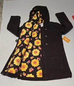 Gymboree Girls Harvest Sunflower Lined Jacket Size 7 Fudge Color Pea Coat NEW - Picture 1 of 22