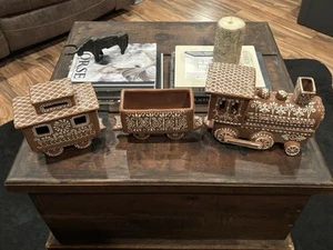 Pottery Barn Ceramic Gingerbread Train Set Christmas Collection NEW Beautiful ! - Picture 1 of 10