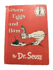 Vintage Dr Seuss Green Eggs And Ham Illustrated Hardcover Book Club Edition 1988 - Imagen 1 de 4