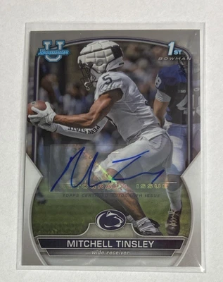2022 Bowman Chrome University Mitchell Tinsley 1st Card Auto Bengals Penn St #72 - Image 1 of 4