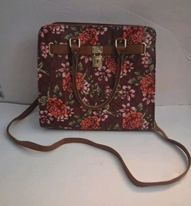 Time And True Damen Handtasche Burgunder Rosa Blumen Schultern Tasche Taschen Kette - Bild 1 von 8