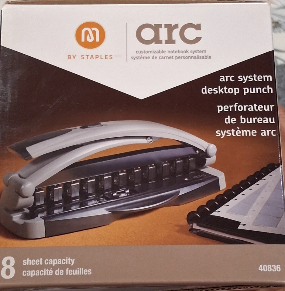 Staples Arc System Desktop 11-Hole Punch, Model 40836, 8-Sheet Capacity - Image 1 of 4