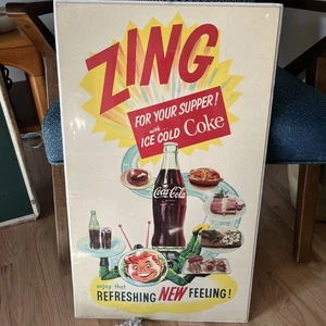 Vintage Coca Cola Zing Bottle Store Display Sign Advertising Spaceman Martian - Picture 1 of 12