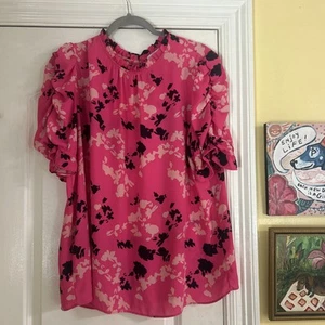 XL Carolina Belle Montreal Pink Floral Blouse~ Excellent Preowned Condition - Picture 1 of 6