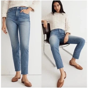 Madewell Women’s Sz 26 High Rise Perfect Vintage Jean Ankle Fray Stretch Denim - Imagen 1 de 11