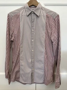 Kenzo Men’s Pinstripe/Check Print Long Sleeve Shirt - Size 40 (15 3/4) - Picture 1 of 5