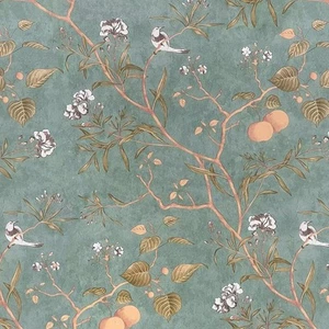 Green Floral Wallpaper Peel and Stick Bird 78.7&quot; x 17.5&quot;,  - Picture 1 of 8