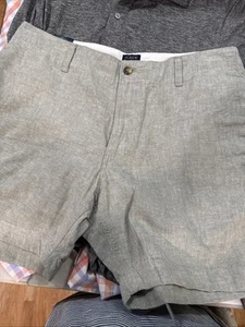 J. CREW Reade pantaloncino chino uomo misto lino Q grigio 7" taglia 35 nuovo con etichetta - Foto 1 di 5
