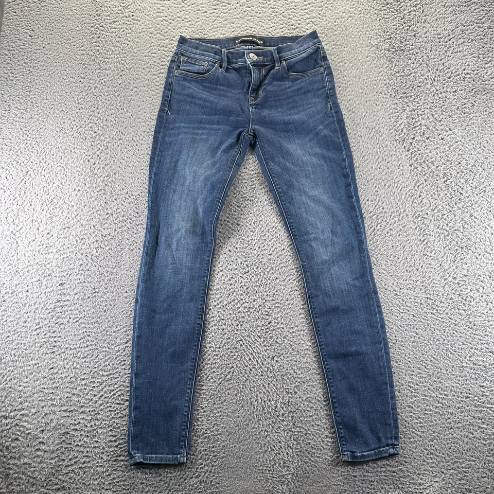 Express Jeans Womens 2 Blue Cotton Denim Jegging Mid-Rise Workwear Faded Stretch - Image 1 of 4