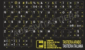 Étiquettes Adhésifs Clavier Autocollant Clavier Arabe Arabian et Langue Ita - Picture 1 of 1