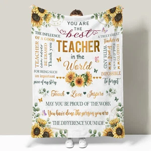 Yellow Sunflower Floral Teacher's Day Throw Blanket for Couch Bed Sofa Office - Picture 1 of 6