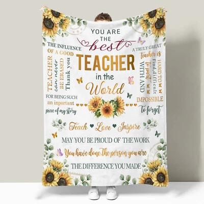 Yellow Sunflower Floral Teacher's Day Throw Blanket for Couch Bed Sofa Office - Image 1 of 4