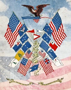 Banderas de la Unión, impresión artística histórica remezclada 8 x 10, lista para enmarcar - Imagen 1 de 4