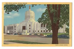NEW STATE CAPITOL Building Boulevard North Salem OREGON Postcard OR Linen - Picture 1 of 2