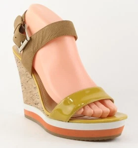 $120 LUXURY REBEL DANI Mustard Yellow Designer Platform Cork Wedges 9.5 EUR 40 - Picture 1 of 4