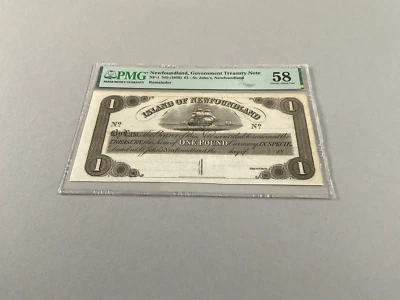 Newfoundland 1 Pound NF-1 ND(1850)  PMG 58 - Image 1 of 4